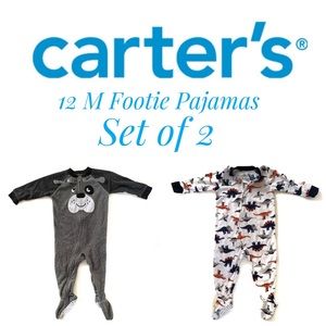 Carter’s 12M Fleece Zip-up Footie Pjs Set of 2